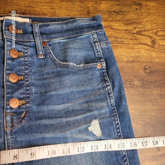 Madewell Jeans 28 Button Fly Skinny 10" High Rise Rosecliff Wash H6319 Stretch - Picture 9 of 13